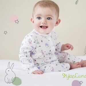 Skylar Luna | Two-Piece Pajama Set "Bunnies in Fields" | Size 0-3 Months